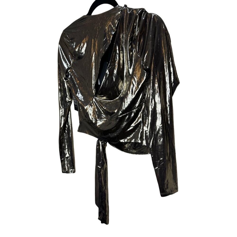 JLUXLABEL Gold Radiance Metallic Tie Knot Top - S NWT - Picture 6 of 6